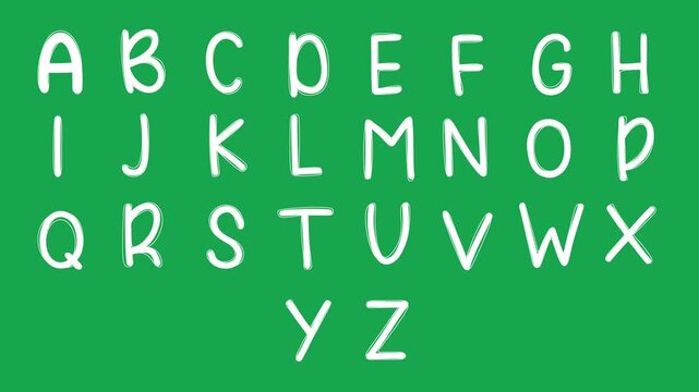 Hand Drawn White Alphabet Animated Effect Pack on Green Screen Overlay