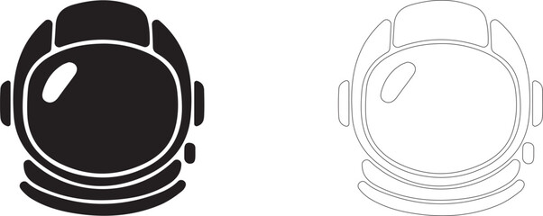 Astronaut helmet vector icon, spacesuit symbol, cosmic suit, pilot equipment, astronautics and life in space. © PicMag