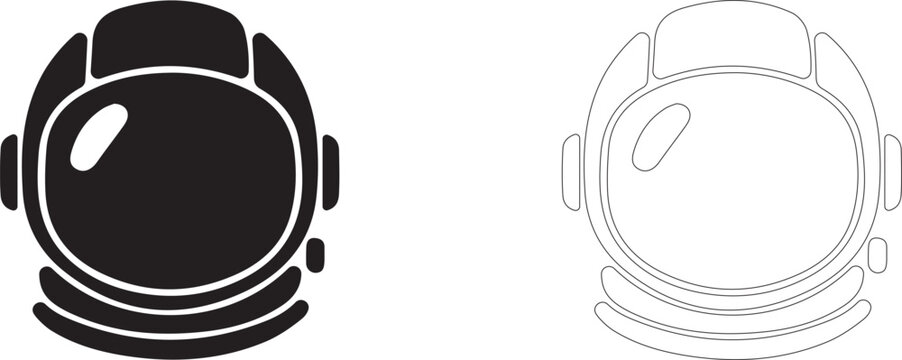 Astronaut helmet vector icon, spacesuit symbol, cosmic suit, pilot equipment, astronautics and life in space.