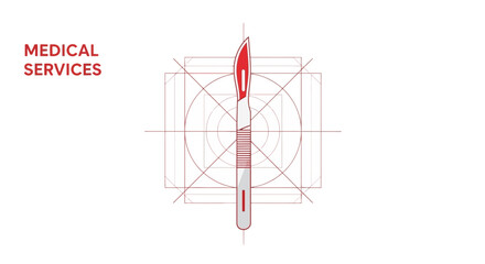 Obraz premium Medical Blade Abstract: Surgical Instrument and Blueprint Design for Healthcare Concept