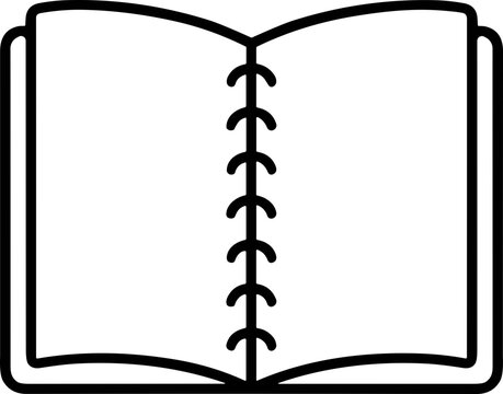 Open Blank Notebook, Wire Bound Pages, Simple Icon, Copy Space