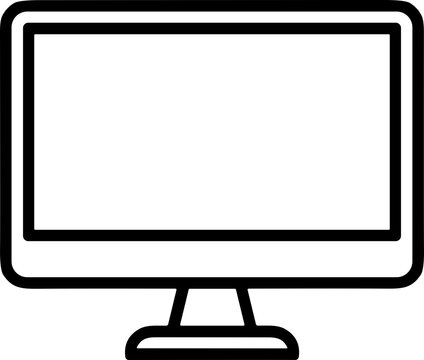 Modern flat screen computer monitor icon, outline vector illustration