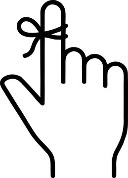 Reminder String Tied Around Finger Icon - Symbol for Memory and Important Note