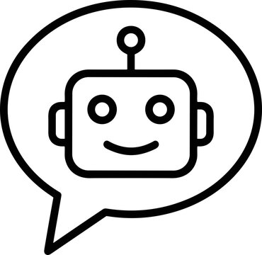 Chatbot icon inside a speech bubble, representing AI communication and digital assistance.