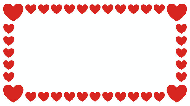 heart border flat icon frame red love romance valentine design pattern decoration graphic element symbol affection emotion relationship celebration card invitation