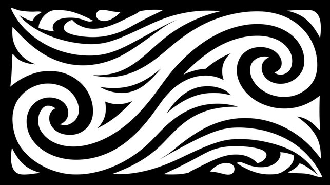 Maori style koru swirl pattern isolated on black background