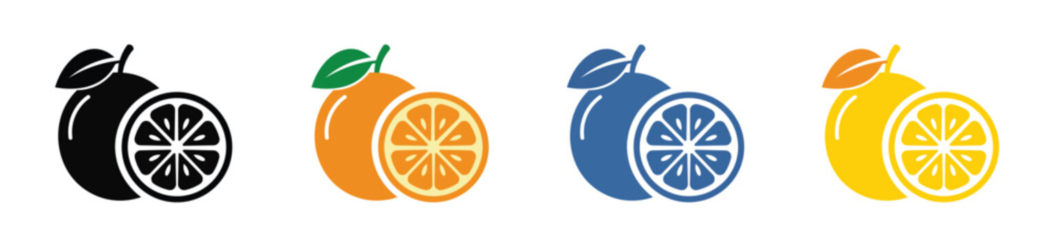 Orange fuit icon set vector illustration