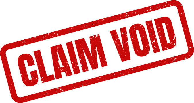 Red Claim Void Rubber Stamp on White Background Indicating Rejection, Denial, and Invalid Status