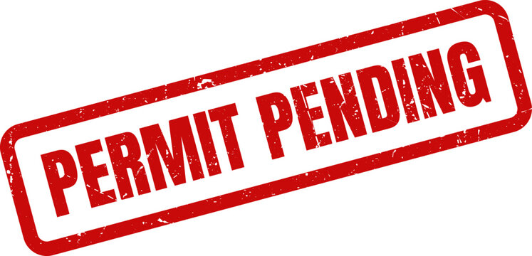 Permit Pending Red Rubber Stamp Impression on White Background for Pending Review and Unfinished Workflow