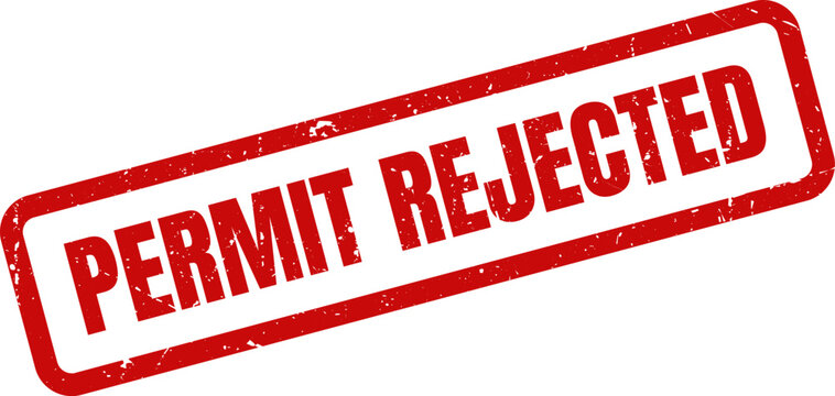 Red Rubber Stamp with Permit Rejected Text for Legal and Compliance Workflow Status