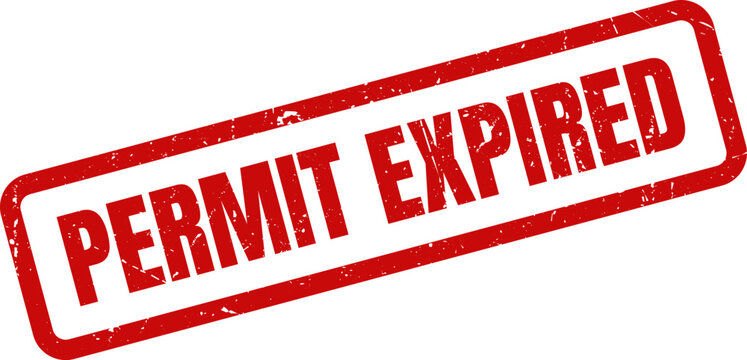 Red Permit Expired Rubber Stamp Seal with Distressed Texture for Legal and Compliance Status