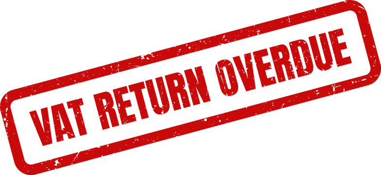 VAT Return Overdue Red Rubber Stamp Impression on White Background for Late Deadline and Overdue Notice