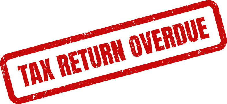 Red Tax Return Overdue Rubber Stamp Seal with Distressed Texture for Finance and Accounting Status
