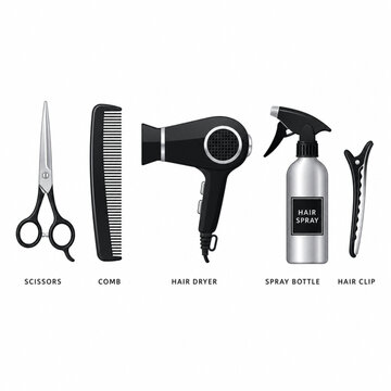 Hairdresser Salon Icons Set Illustration