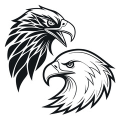 Obraz premium Stylized Eagle Head Logo Collection Black and White Vector Set