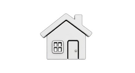 Fototapeta premium Minimalist white 3d house icon with chimney