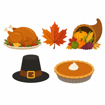 Halloween Clipart Set with Pumpkin Ghost Bat and Witch Hat