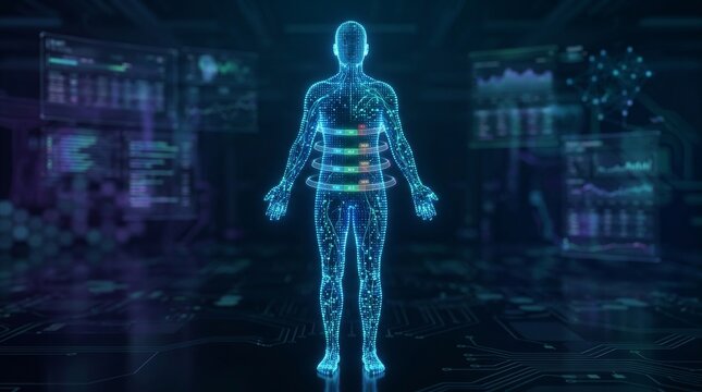 Exploring digital human anatomy virtual body mapping modern lab 3d visualization tech environment immersive perspective
