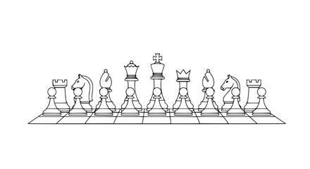 Chess Pieces Lineup - Strategy Game Icons - Outline Style © rglstrm