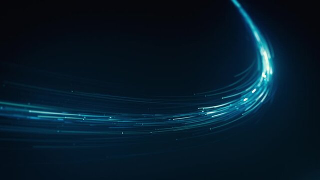 Digital Curved Light Strings Background
Abstract background animation with curved digital light energy particles flowing into space