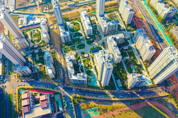 Wuhan Aerial Urban Residential Area with Modern Buildings and Green Spaces © NguyenMinh
