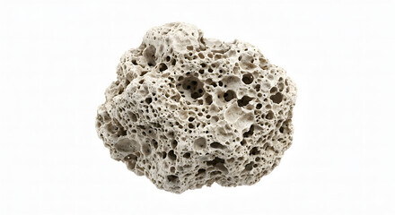 Obraz premium Highly Detailed Porous Pumice Volcanic Rock Specimen Isolated on White, Suitable for Science Education
