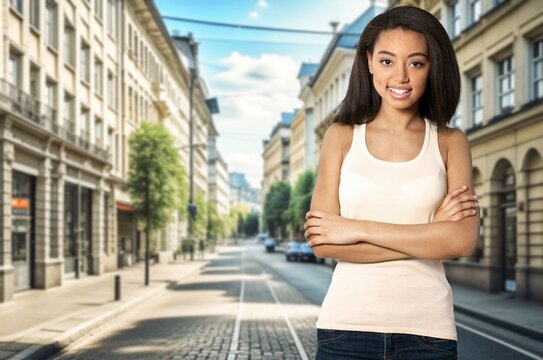 Attractive young happy woman smiling