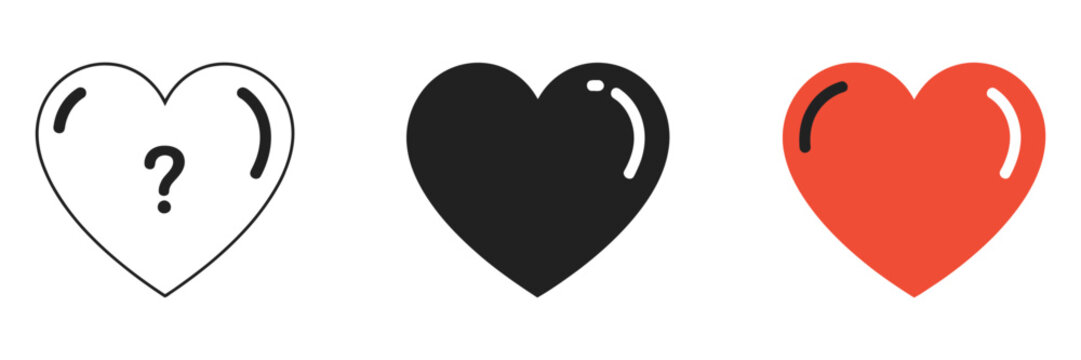 Heart icon designs for love, romance, affection, relationship, wedding celebration, Valentine greeting, emotional expression and social media symbol vector, designs