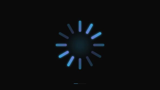 Luminous azure radial segment motion indicator suggesting ongoing data processing or system activity against a deep dark expanse signifying anticipation and digital progress for technology