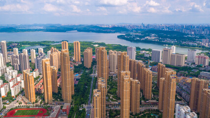 Wuchang Aerial Panoramic View - Golden Towers & Yangtze River, Wuhan © HoangNgoc
