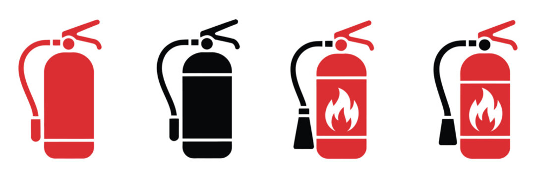 Fire extinguisher icon, safety equipment vector illustration, firefighter emergency protection tool symbol design.
