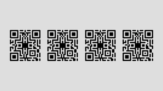 four qr codes on white background code matrix barcode quick response scannable data black digital encoding information storage technology communication scan
