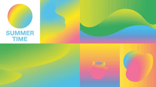 gradient abstract shapes vector illustration colorful summer time graphic design pattern artwork modern vibrant background digital creative visual element composition stylish