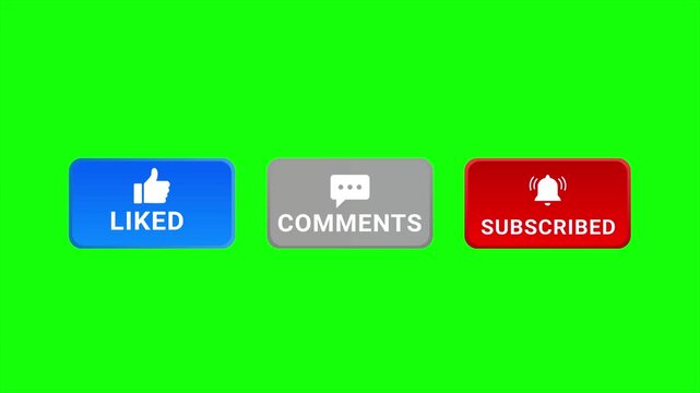 Social Media Engagement Buttons Like Comment Subscribe on Green Background