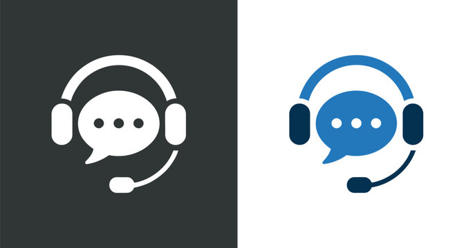 headset with speech bubble flat icon talk conversation communication customer