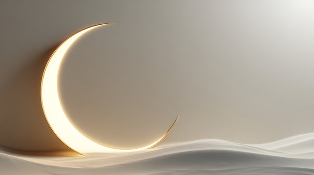 Abstract crescent moonscape 3d rendered