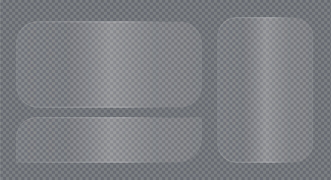 Transparent Glassmorphism Interface Panels Set with Rounded UI Cards Vector