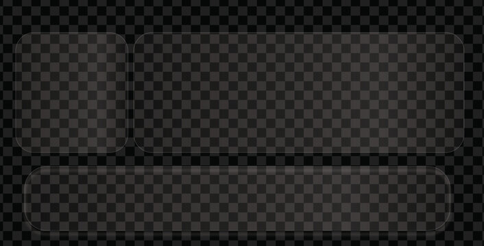 Transparent Glass Panels Set with Rounded Corners UI Interface Elements Vector