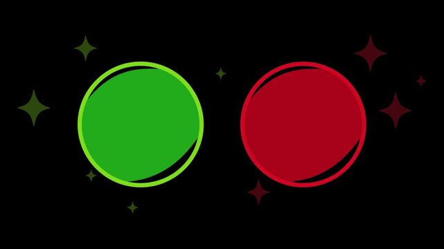 yes and no icons animation on green screen background, check mark and cross mark choice symbols with chroma key, approval rejection decision motion graphic video overlay