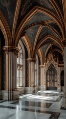 Obraz premium Ornate European Interior with High Arched Ceilings and Grand Decorative Details