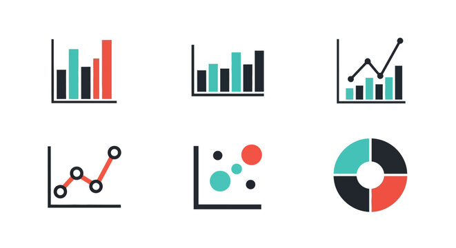Business Data Analytics Icons: Charts, Graphs, and Diagrams