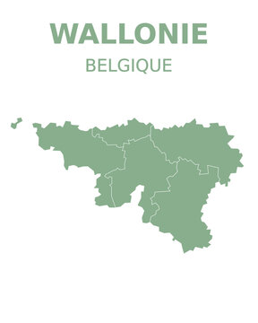 Wallonia region vector map, Belgium