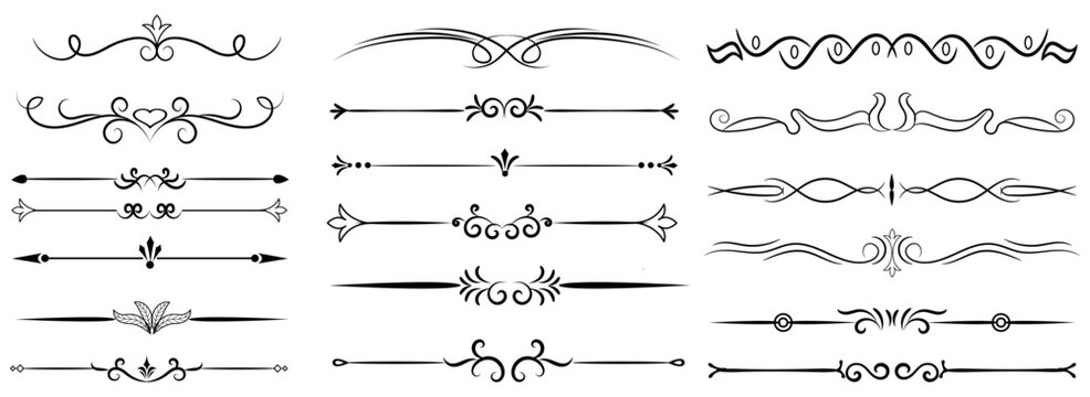 Decorative Ornate Line Dividers Vector Set	