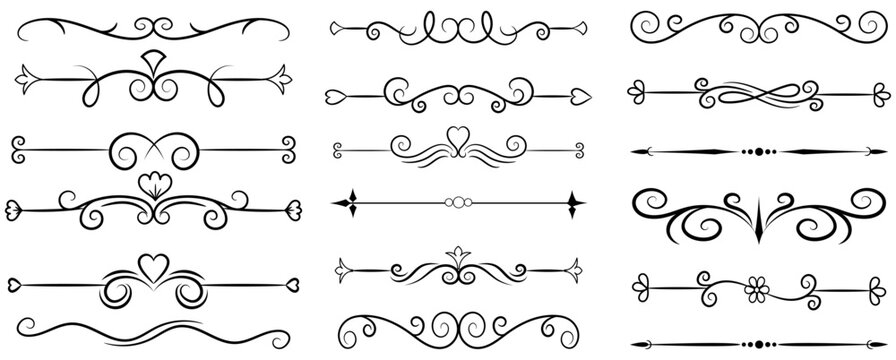Decorative Ornate Line Dividers Vector Set	