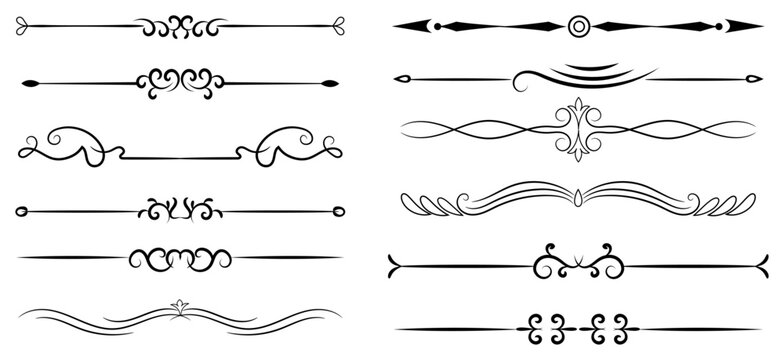 Decorative Ornate Line Dividers Vector Set	