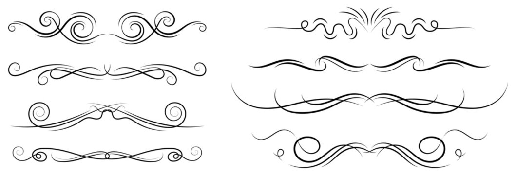 ornate swirl flourish curl decorative divider vector set