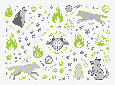 Wolf pack symbols and icons.