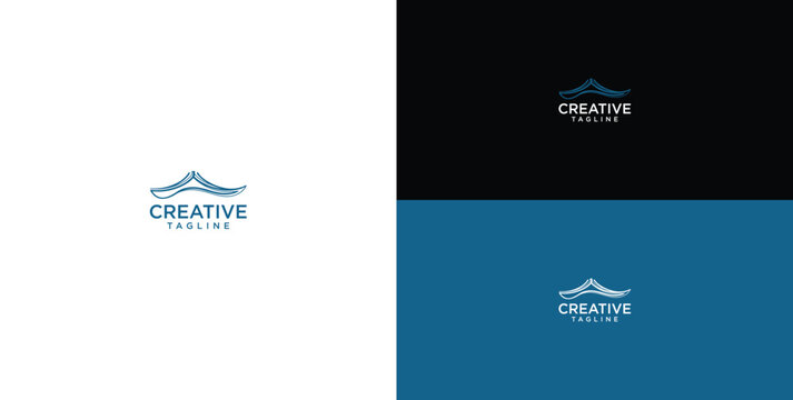 Abstract wave logo design with creative tagline concept for business identity and brand branding