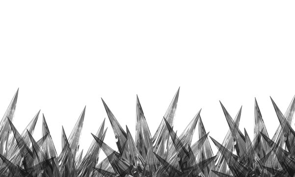 Detailed dark obsidian crystal spikes border for epic fantasy game design and illustrations.