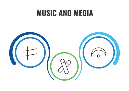 music and media outline icon set. thin line sharp, fermata, clave icons. editable vector
